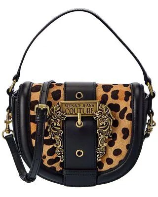 Женская сумка через плечо Versace Jeans Couture из кожи с коротким ворсом, коричневая