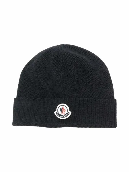 Moncler Enfant шапка бини с нашивкой-логотипом
