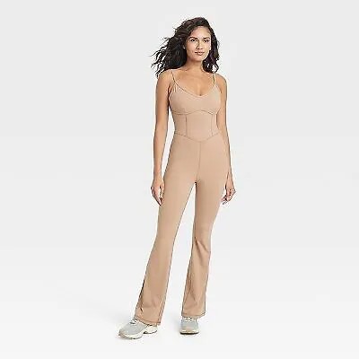 Расклешенное длинное боди для женщин - JoyLab Light Brown XL