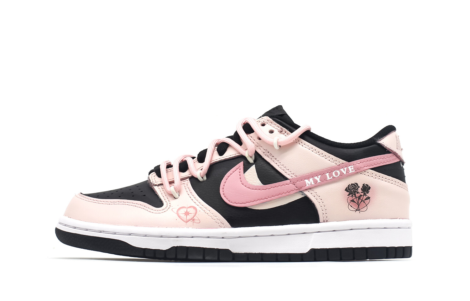 Кроссовки Nike Dunk Skateboarding Shoes Women's Low-top Black/pink, черный/розовый