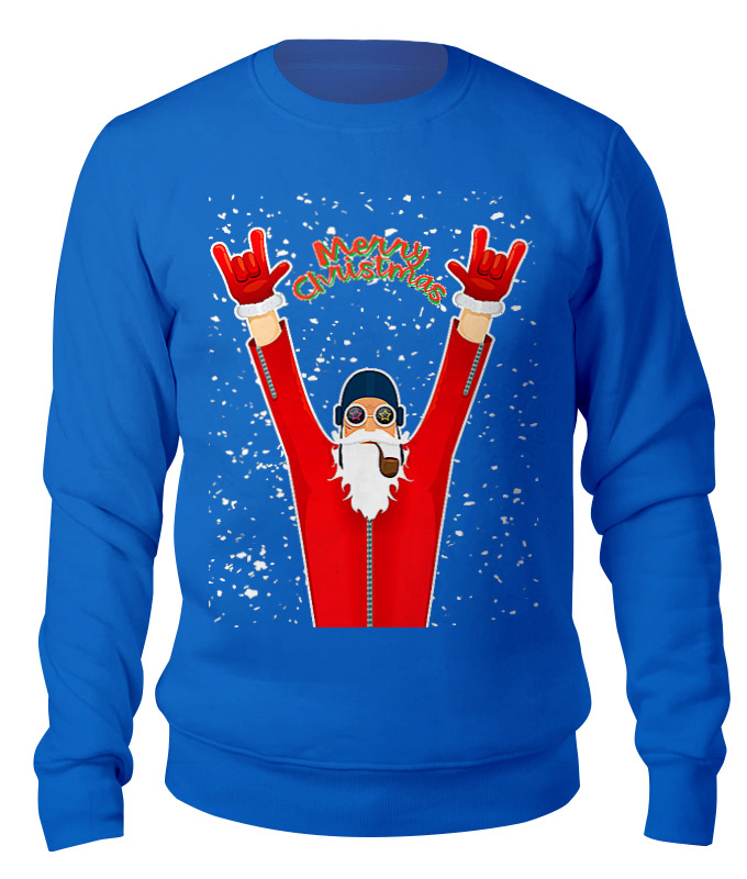 Свитшот унисекс Printio Santa pilot синий S