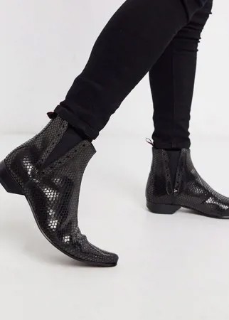 Черные ботинки челси со змеиным рисунком Jeffery West-Черный