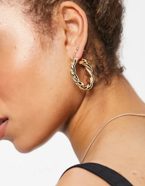 Золотистые витые серьги-кольца ASOS DESIGN-Золотистый