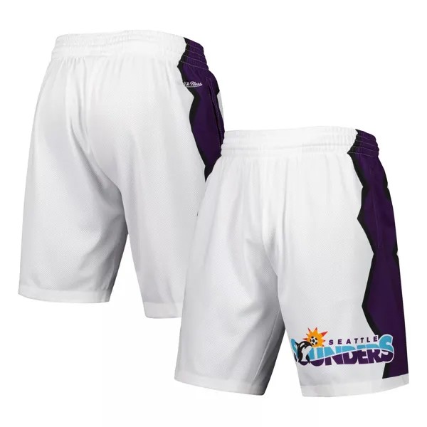 Мужские шорты Mitchell & Ness White Seattle Sounders FC Swingman