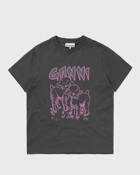 Топ Ganni Basic Jersey Lambs Relaxed T-Shirt, цвет volcanic ash