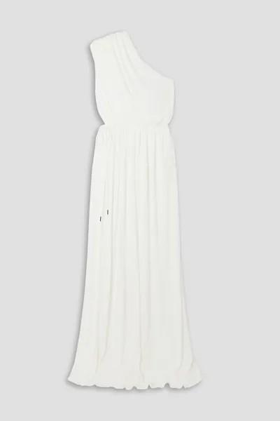 Платье Jackie из джерси с драпировкой на одно плечо HALSTON, белый