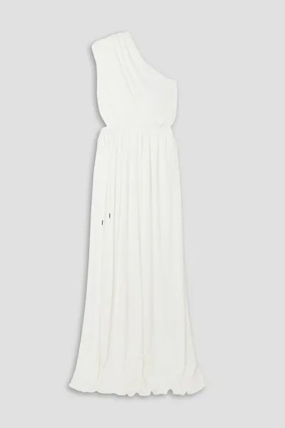 Платье Jackie из джерси с драпировкой на одно плечо HALSTON, белый