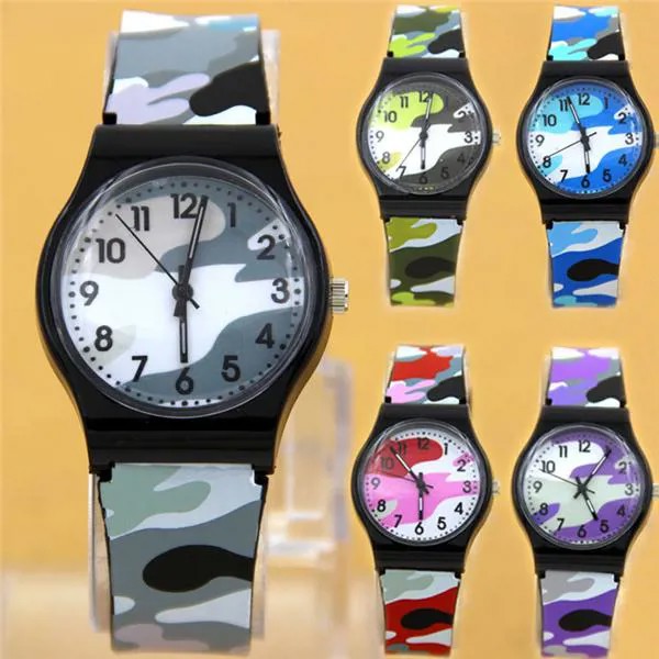 Водонепроницаемый военный камуфляж дети часы модные кварцевые часы для девочек мальчик дети подарок
