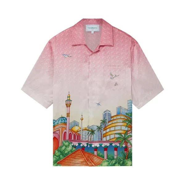 Рубашка с короткими рукавами и кубинским воротником Casablanca, Morning City View