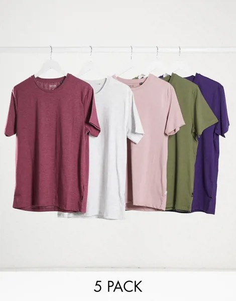 Набор из 5 футболок разных цветов Burton Menswear-Многоцветный