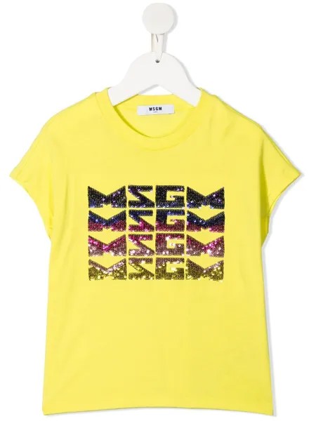 MSGM Kids футболка с логотипом из пайеток
