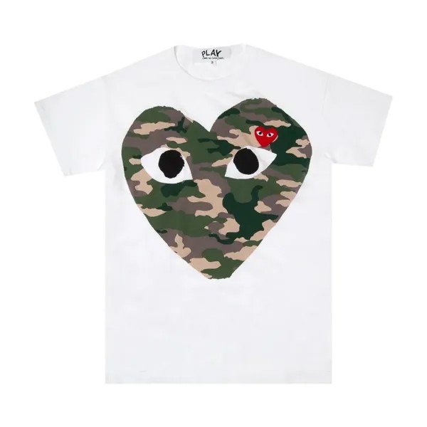 Футболка Comme des Garçons PLAY Camo Heart Logo Tee 'White', белый