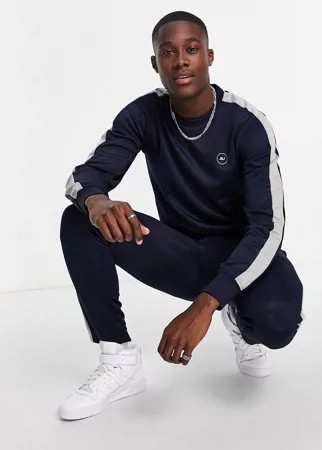 Темно-синие спортивные штаны с фирменными полосами по бокам Jack & Jones Core-Темно-синий