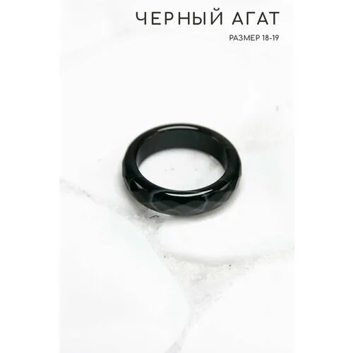 Кольцо Grow'N Up Кольцо Черный агат с прожилками, граненое - размер 18-19, натуральный камень - для душевного равновесия, агат