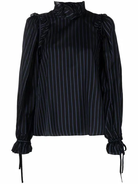 Comme Des Garçons Noir Kei Ninomiya полосатая блузка с высоким воротником