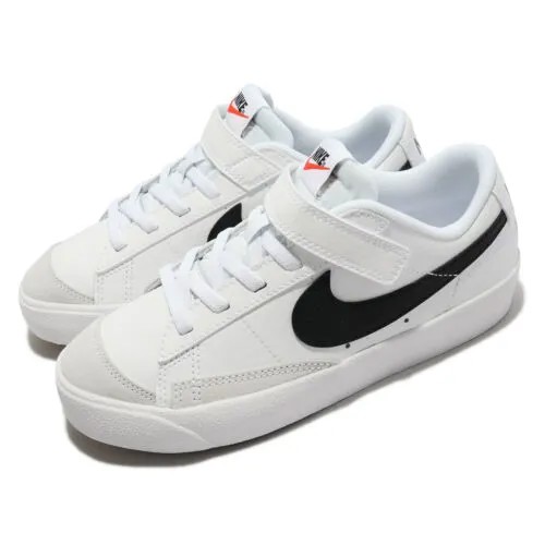 Nike Blazer Low 77 PS Белый Черный ремешок Детская дошкольная повседневная обувь DA4075-101