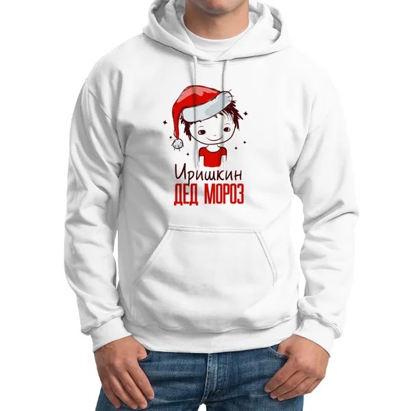 Толстовка Худи белая Иришкин Дед мороз Мальчик в колпаке