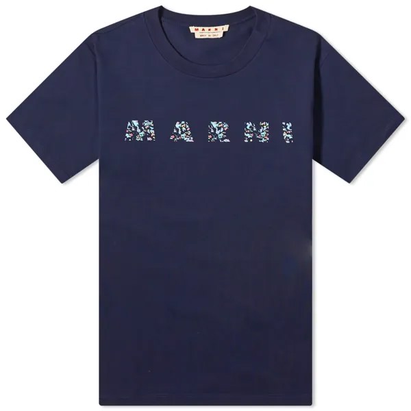 Футболка Marni Floral Logo, темно-синий