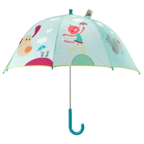 Зонт-трость Lilliputiens, механика, купол 75 см., проявляющийся рисунок, голубой