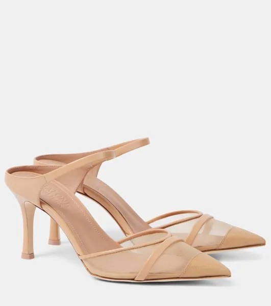 Мюли Uma 80 с кожаной отделкой и сеткой Malone Souliers, цвет nude/cashew beige