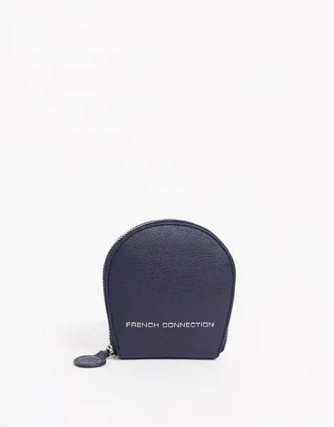 Темно-синий кожаный кошелек на молнии French Connection
