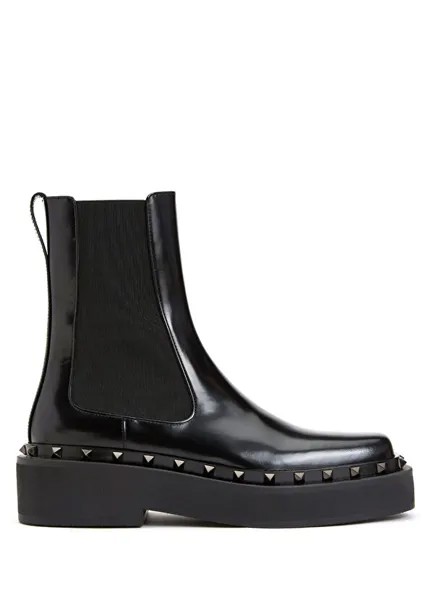 Черные женские кожаные ботинки Valentino Garavani