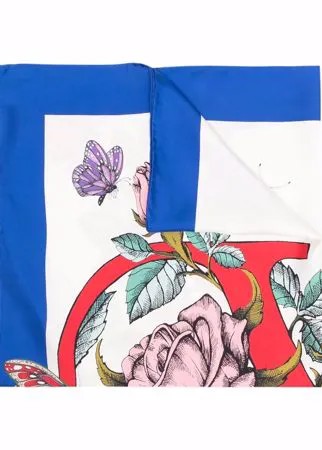 Valentino шелковый платок с цветочным принтом и логотипом VLogo Signature
