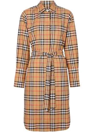 Burberry платье-рубашка в клетку Vintage Check с поясом