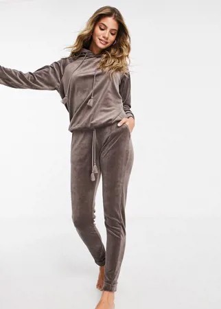 Серый велюровый худи для дома Hunkemoller