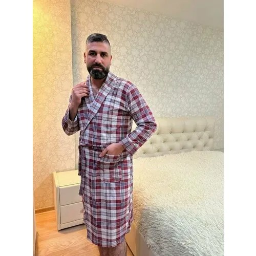 Халат ЛАРИТА, размер 48, бордовый, серый
