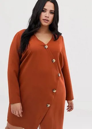 Асимметричное свободное платье мини с пуговицами ASOS DESIGN Curve-Красный