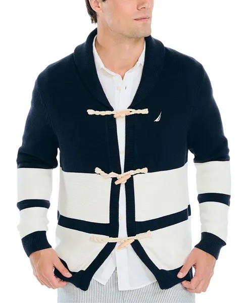 Мужской свитер-кардиган с шалевым воротником и застежкой на застежку Heritage Nautica, синий