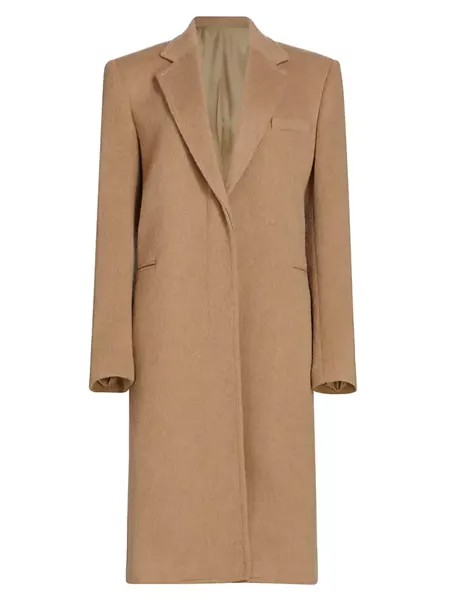 Индивидуальное пальто из смесовой шерсти Helmut Lang, цвет camel