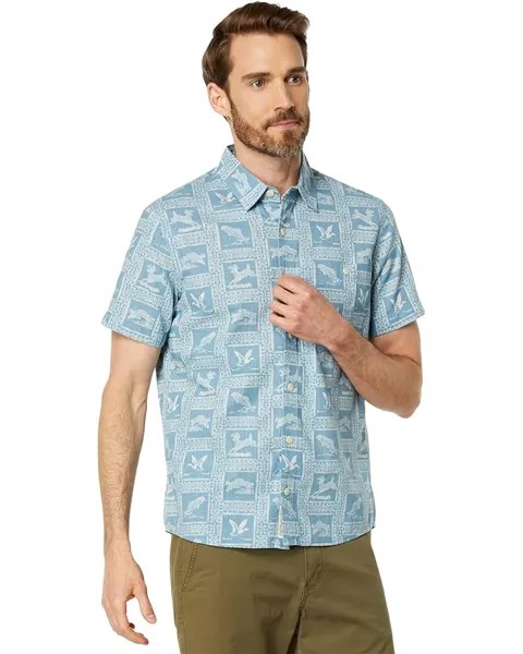 Рубашка L.L.Bean Signature Woven Cotton Short Sleeve, цвет Baltic Blue Animals