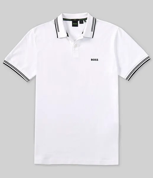 BOSS Slim Fit Paul Эластичная рубашка-поло с короткими рукавами Hugo Boss, белый