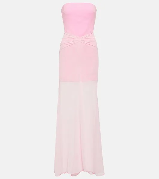 Платье-бюстье с тюлевой отделкой и сборками David Koma, розовый