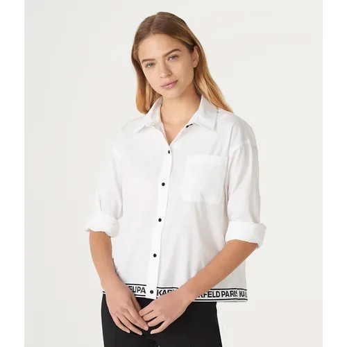 Рубашка KARL LAGERFELD L белая с контрастным лого понизу BOXY WHITE SHIRT