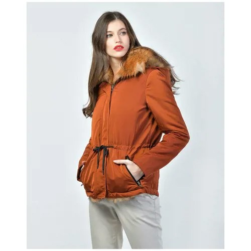 Куртка  Rindi, утепленная, отделка мехом, размер 40, коричневый