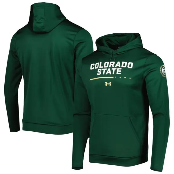 Мужской зеленый пуловер с капюшоном Colorado State Rams Wordmark Under Armour