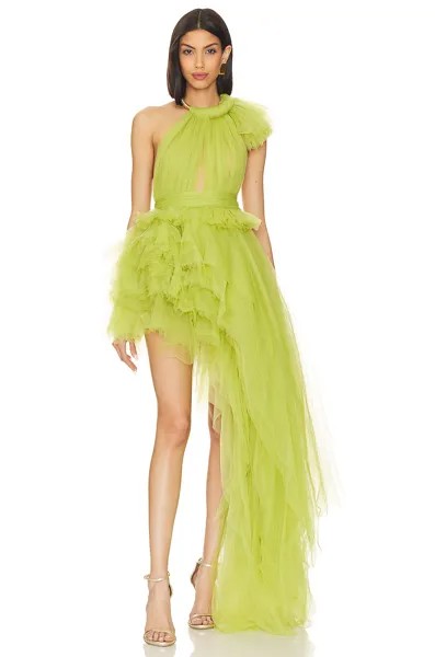 Платье Bronx and Banco Taraji One Shoulder Gown, зеленый