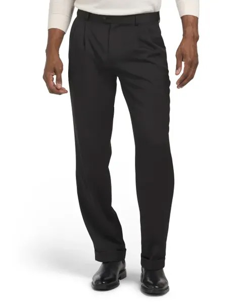 Меланжевые брюки с двойной складками Perry Ellis Portfolio, черный