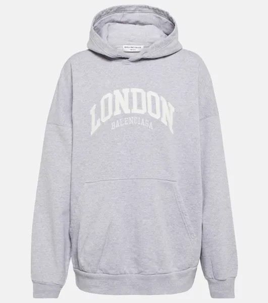 Худи Cities London из хлопка BALENCIAGA, серый
