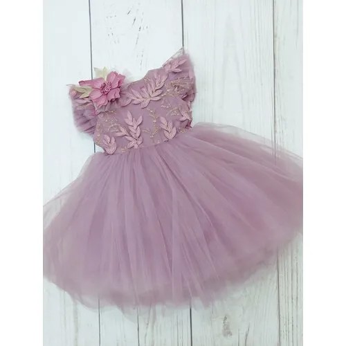 Платье-пачка Мой Ангелок, хлопок, нарядное, флористический принт, размер 122, розовый