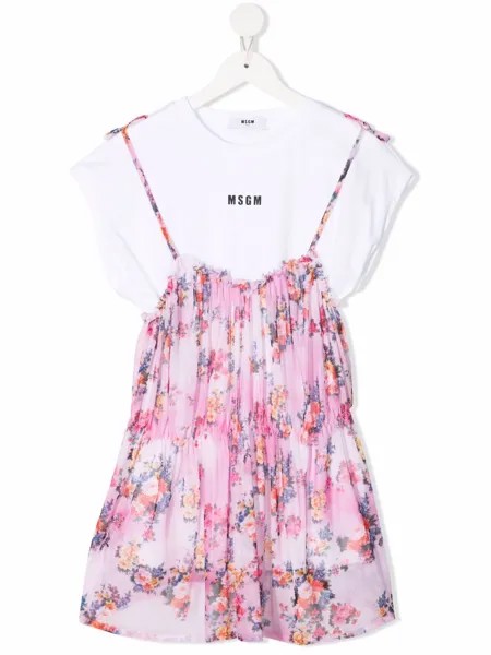 MSGM Kids платье-футболка с цветочным принтом