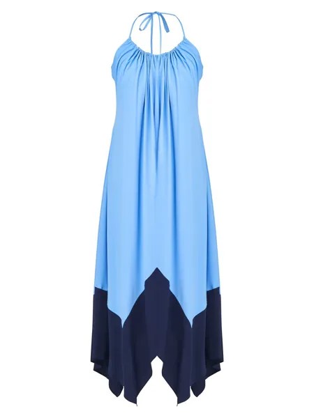 Платье Karley с платком и лямкой на шее Halston, синий