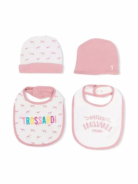 TRUSSARDI JUNIOR комплект из шапки и нагрудника с логотипом