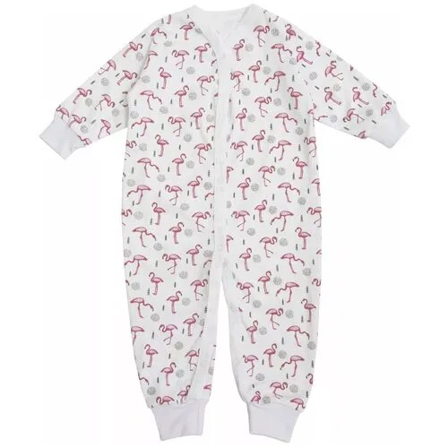 Комбинезон детский Amarobaby Soft Hugs Фламинго , белый, 74 размер