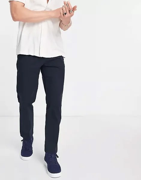 Узкие брюки Pull&Bear Chinos Basic, темно-синий