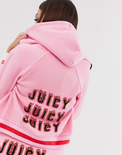 Худи укороченного кроя с принтом Juicy Couture Black Label-Розовый