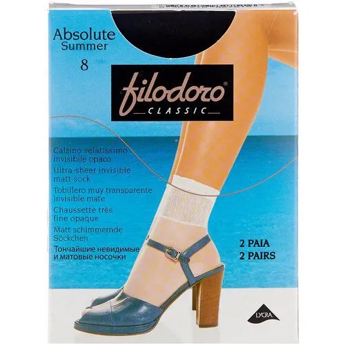 Носки Filodoro, 8 den, 2 пары, размер one size, черный